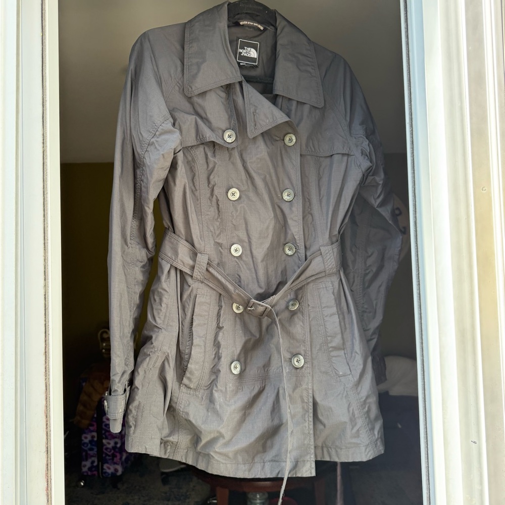 Women's North Face Double-Breasted Black Tench waterproof jacket